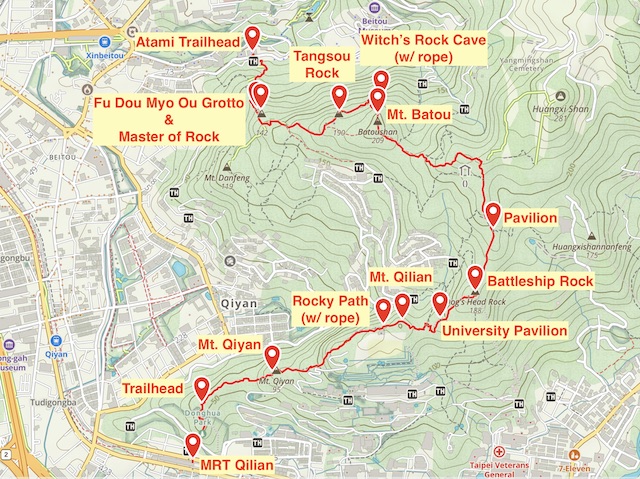 Battleship Rock (Junjianyan) Trail: Scenic Hike in Taipei with Skyline Views 3 Map of Battleship Rock