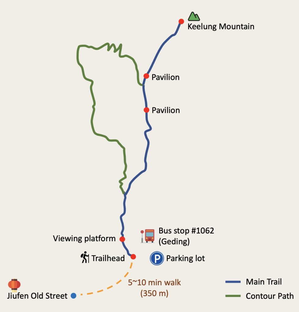 Keelung Mountain (基隆山): Short but Scenic Hike Overlooking Jiufen & the Pacific 5 Keelung Mountain Trail Map