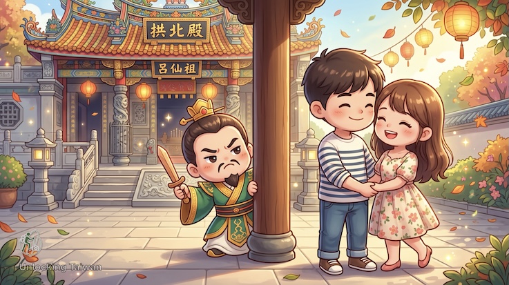 Gongbei Temple (拱北殿): Taipei’s Scenic Taoist Temple of Maple Leaves & Legends 21 couple shouldn't pray Lu Dongbin